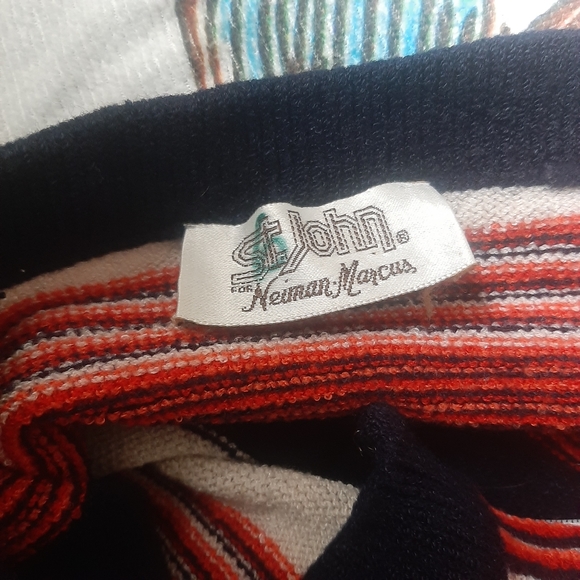 RARE St. John Neiman Marcus Collab Wool 1960s 1970s Striped Dress - Picture 7 of 11